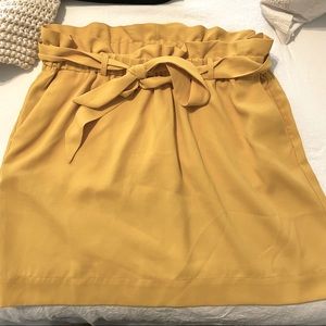 Express Yellow Paperbag Waist Skirt- Size Large